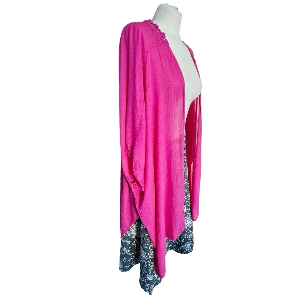 Vince Camuto Women's Pink Lace Kimono Wrap - Picture 2 of 6